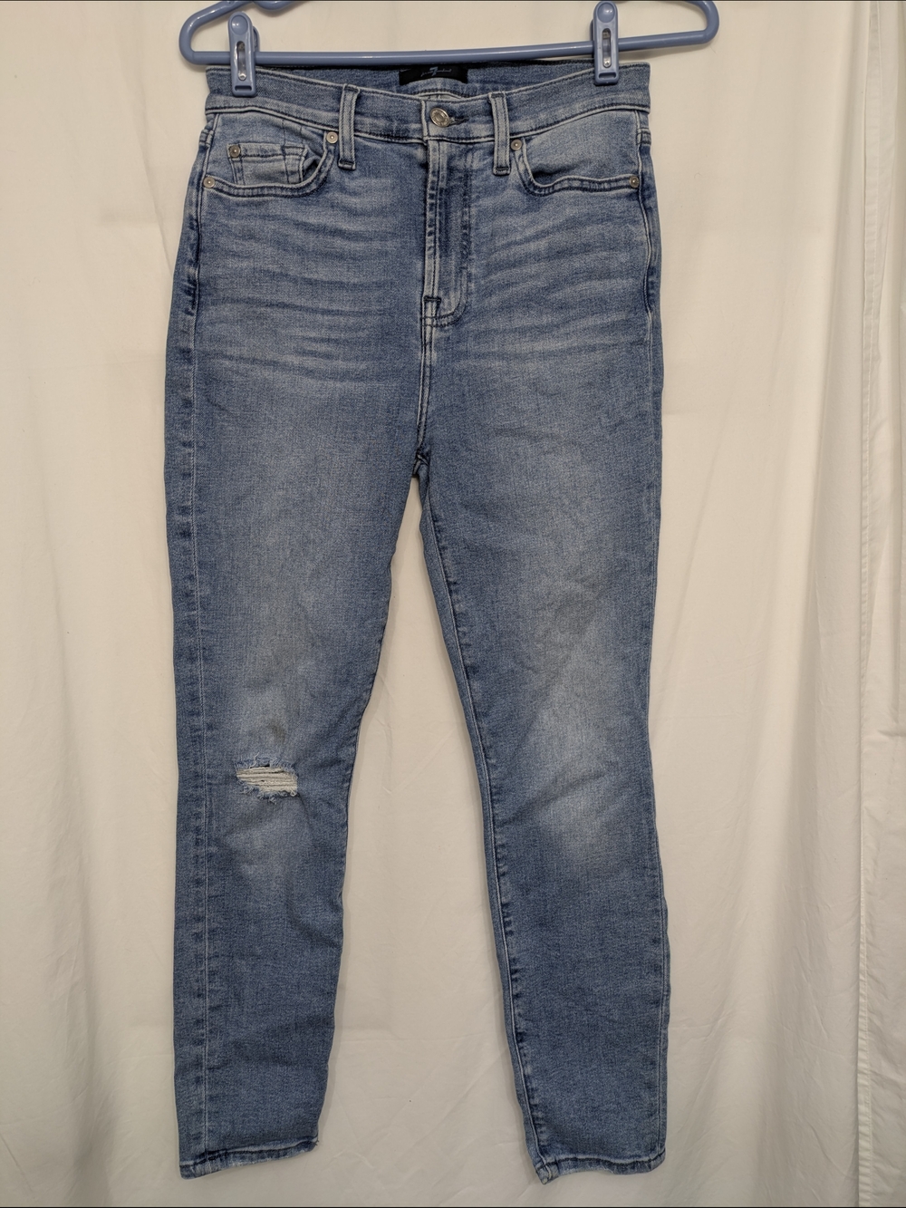 7 For All Mankind High Waist Ankle Distressed Jeans Size 27